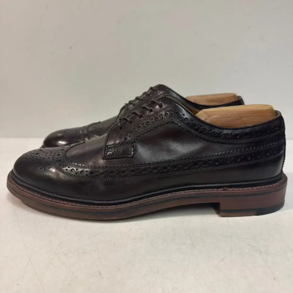 VGUC Grant Stone x J. Crew Ludlow Longwing Wingtip Derby Bench Made Brown 7.5 D